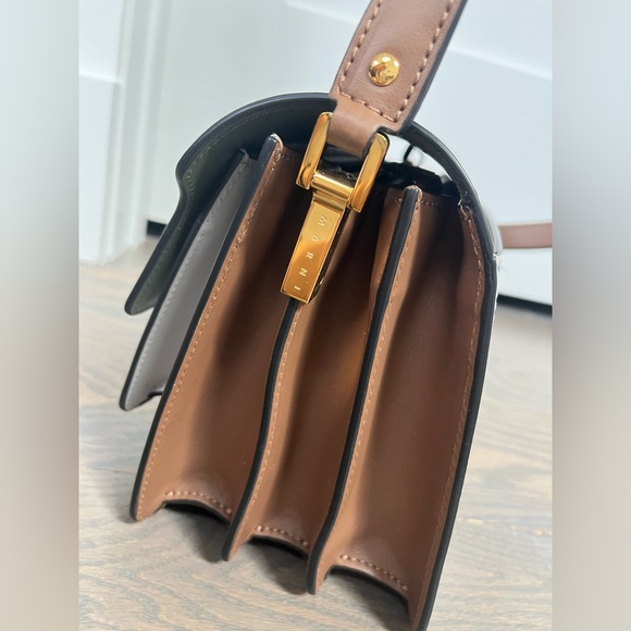 Marni Trunk Bag Medium in Green Gray and Brown Leather - Picture 7 of 7